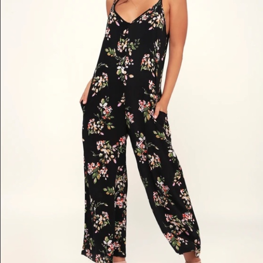NWT Mambo No. 5 Black Floral Wide Leg Romper